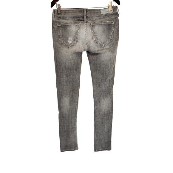 Allsaints Spitalfields Gray Woodvale Pipe Skinny Distressed Jeans Size 27 WPJ902 - Picture 2 of 11